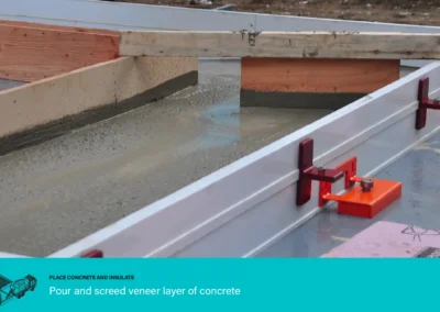 Pour and screed veneer layer of concrete